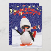Schattig Snowy Kerstmis Pinguin Paradise Kaart (Voorkant / Achterkant)