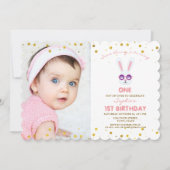 Schattig Some Bunny Meisje Foto 1e Verjaardag Kaart (Voorkant)