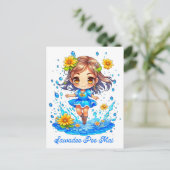 Schattig Songkran-meisje Briefkaart (Staand voorkant)