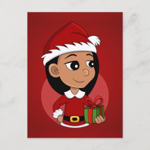 Schattig Spaans meisje met lang zwart haar Feestdagenkaart