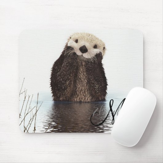 Schattig speciaal monogram otter Cute Muismat (Met muis)