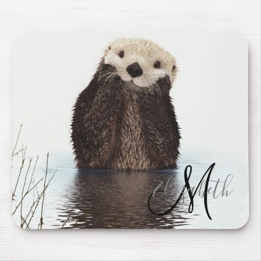 Schattig speciaal monogram otter Cute Muismat (Voorkant)