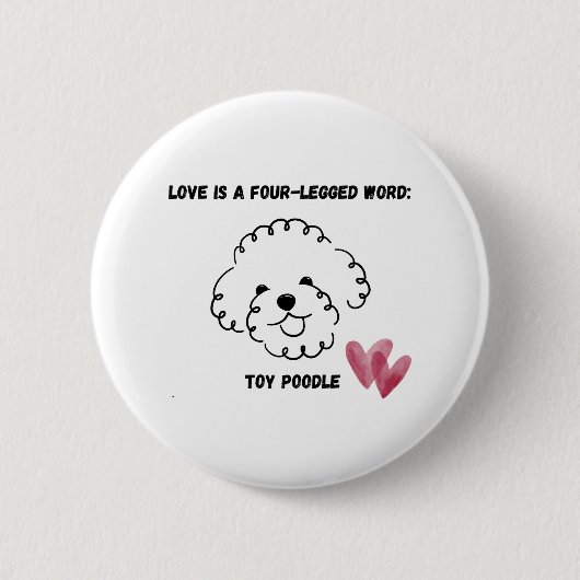 schattig speelgoed poedeltje ronde button 5,7 cm (Voorkant)