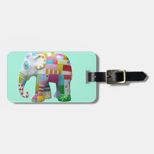 Schattig speelgoed retro olifant grillig kleurrijk bagagelabel (Voorkant horizontaal)