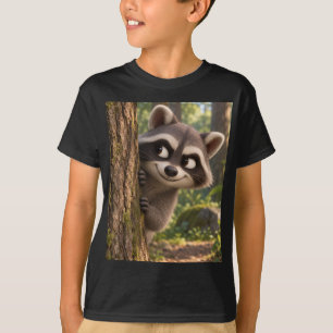 Schattig speels glurend wasbeer t-shirt