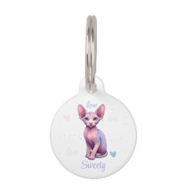 Schattig Sphynx Kitten Aangepaste Naam Kat Pastel Huisdierpenning