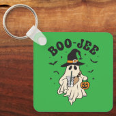 Schattig spook boe met ijskoude koffie sleutelhanger (Voorkant)