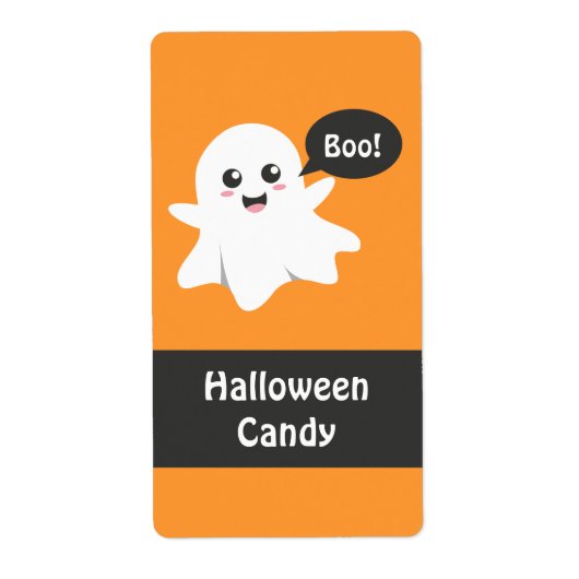 Schattig spook dat Boe zegt, Gelukkig Halloween Etiket (Voorkant)