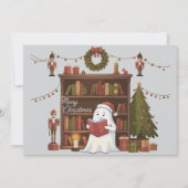 Schattig spook dat boek leest met Kerstmis Feestdagenkaart (Voorkant)