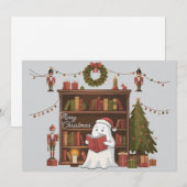 Schattig spook dat boek leest met Kerstmis Feestdagenkaart (Voorkant / Achterkant)