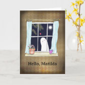 Schattig spook dat even langskomt, leuke verjaarda kaart (Gele Bloem)