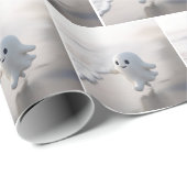 Schattig spook dat over een strand loopt cadeaupapier (Rol Hoek)