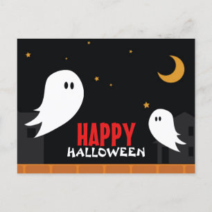 Schattig spook dat rondzwerft in het stadhuis op h feestdagenkaart