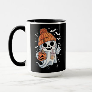 Schattig spook drinkt koffie Halloween ijskoffie Mok