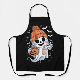 Schattig spook drinkt koffie Halloween ijskoffie Schort