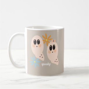 Schattig spook en geesten retro groovy bloemen bei koffiemok