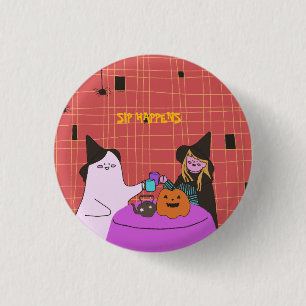 Schattig spook en heks Halloween Ronde Button 3,2 Cm