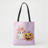 Schattig spook en Jack-O'-Lantern Halloween Tote Bag (Voorkant)