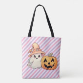 Schattig spook en Jack-O'-Lantern Halloween Tote Bag (Achterkant)