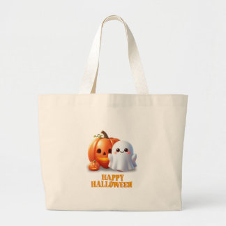 Schattig spook en pompoen Gelukkig Halloween Grote Tote Bag