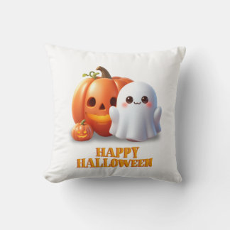 Schattig spook en pompoen Gelukkig Halloween Kussen