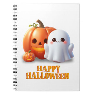 Schattig spook en pompoen Gelukkig Halloween Notitieboek