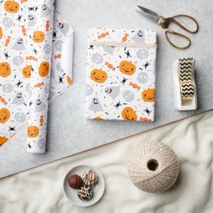 Schattig spook en pompoen Halloween Cadeaupapier