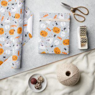 Schattig spook en pompoen Halloween Cadeaupapier