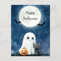 Schattig spook en zwarte kat Halloween