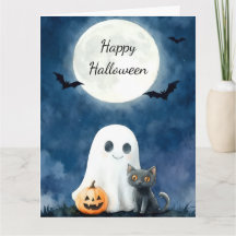 Schattig spook en zwarte kat Halloween