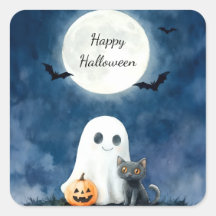 Schattig spook en zwarte kat Halloween