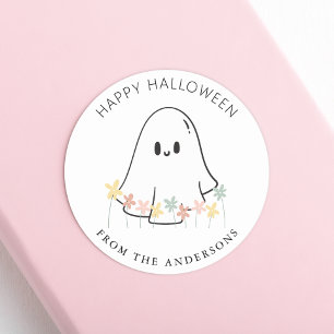 Schattig spook Florale Halloween Ronde Sticker