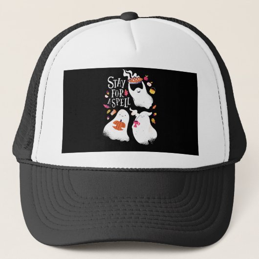 Schattig spook grappig Halloween ontwerp Trucker Pet (Voorkant)
