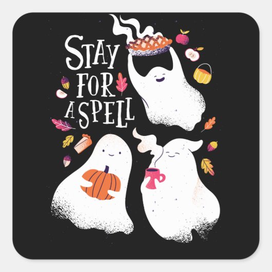 Schattig spook grappig Halloween ontwerp Vierkante Sticker (Voorkant)
