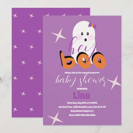 Schattig spook Halloween babyshower retro script u Kaart (Voorkant / Achterkant)