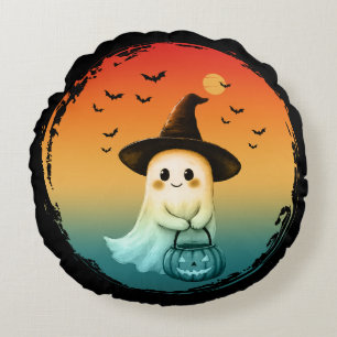 schattig spook Halloween pompoen herfst najaar sei Rond Kussen