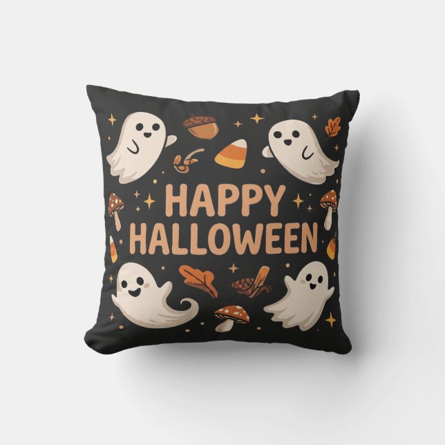 Schattig spook Happy Halloween Kussen (Voorkant)