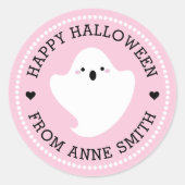 Schattig spook Happy Halloween van aangepaste naam Ronde Sticker (Voorkant)