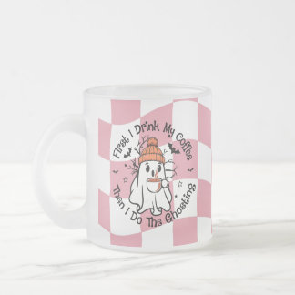 Schattig spook herfst pompoen kruid roze matglas koffiemok