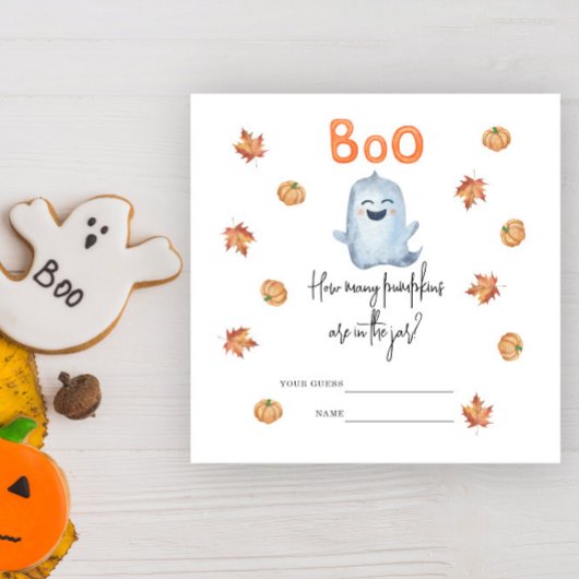 Schattig spook, Hoeveel pompoenen baby shower spel Informatiekaartje
