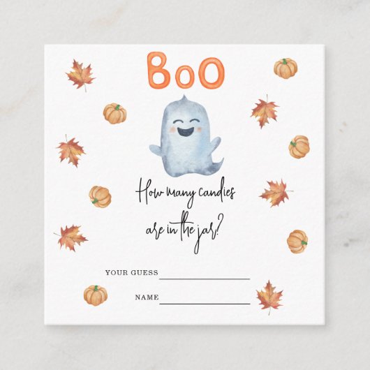 Schattig spook, Hoeveel snoepjes baby shower spel Informatiekaartje (Voorkant)