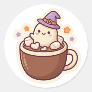 Schattig spook hot chocolate Halloween Kawaii stic Ronde Sticker