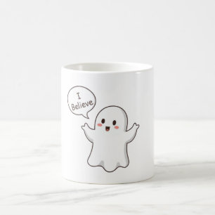 Schattig spook ik geloof cartoon koffiemok