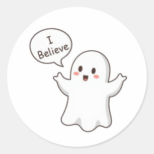 Schattig spook ik geloof cartoon ronde sticker