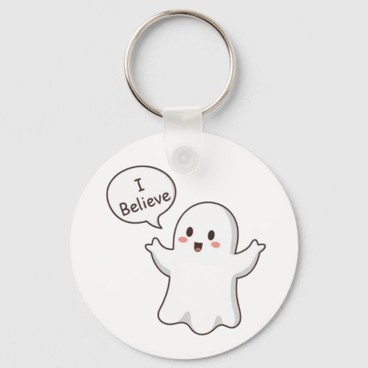 Schattig spook ik geloof cartoon sleutelhanger (Voorkant)