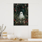 Schattig spook in aardbeienweide print, Spook Poster (Keuken)
