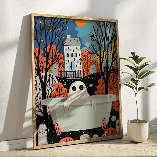 Schattig spook in badkuip 3D Halloween badkamer  Poster