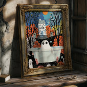 Schattig spook in badkuip 3D Halloween badkamer  Poster