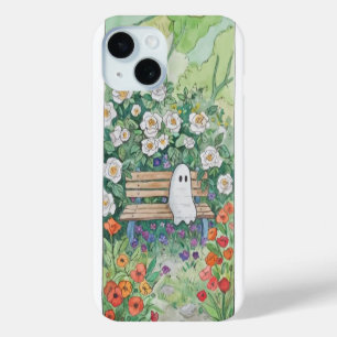 Schattig spook in tuin cottagecore botanische bank iPhone 15 case