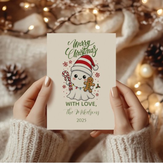 Schattig spook Kerstmis Feestdagenkaart